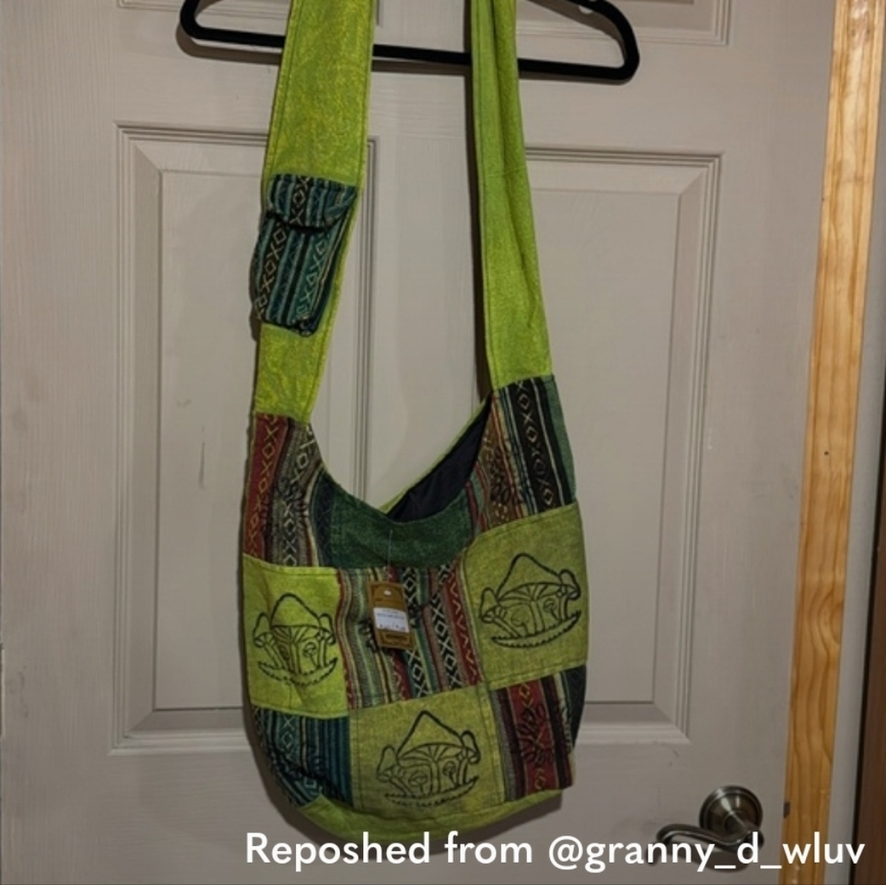 Colorful Boho Shoulder Bag with zipper closure 100% cotton